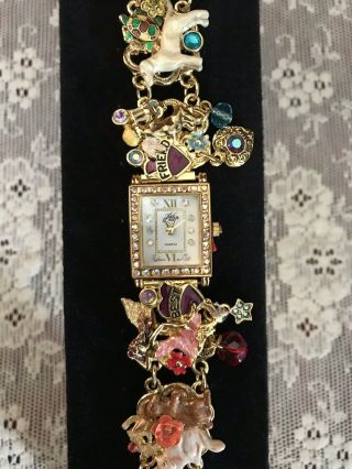 Rare Retired Kirks Folly Rainbow Bridge Gold Watch Loaded W/charms Special Box