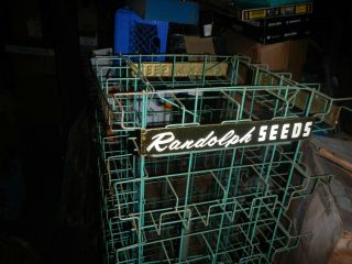 Vintage Randolph Seeds Square Spinner Store Display Rack Sign Box Green 9