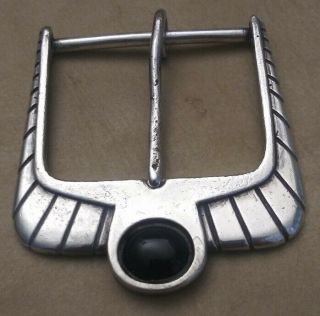Vintage Handcrafted Sterling Silver & Onyx Three Piece Belt Buckle