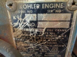 Vintage Kohler K91,  4HP.  Engine / Motor.  Wheel Horse Suburban 4