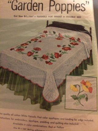 VINTAGE BUCILLA APPLIQUE QUILT TOP KIT 84X100 