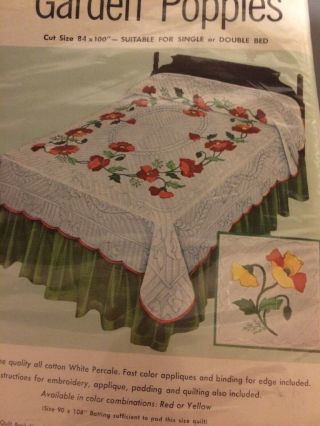 VINTAGE BUCILLA APPLIQUE QUILT TOP KIT 84X100 