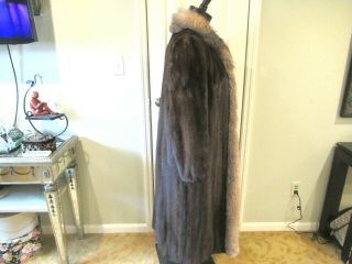 PLUS SIZE 2X MAYBE 3X VINTAGE FULL LENGTH MINK COAT WITH A CRYSTAL FOX TUXEDO 2