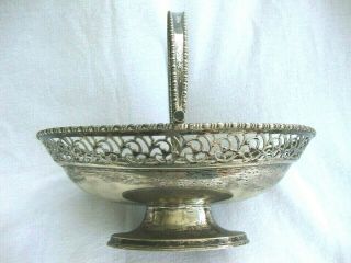 Antique Silver Plated Sheffield Epns Basket Bowl Maker J T And Co.  Numbered 3372