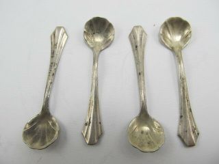 Webster Co Unidentified Pattern Sterling Silver 4 Individual Salt Spoons V Good