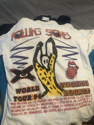 VTG 1994 Rolling Stones Voodoo Lounge World Tour 94 White T shirt Single Stitch 2