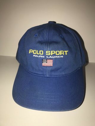 Vintage Polo Sport Ralph Lauren Hat Flag Spell Out 90s Strapback