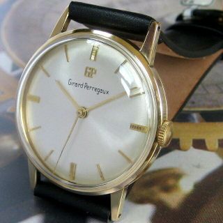 Mens 1966 Girard - Perregaux 9kt Solid Gold Dennison 17j Vintage Swiss Watch
