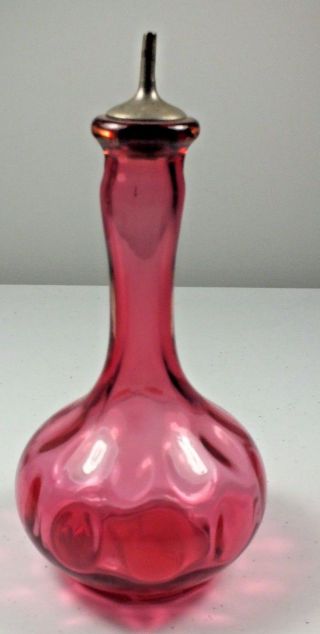 Vintage Cranberry Glass Polka Dot Barber Bottle With Stopper 2