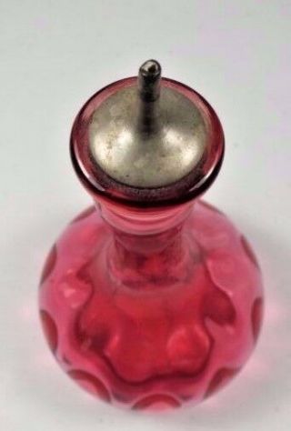 Vintage Cranberry Glass Polka Dot Barber Bottle With Stopper 3