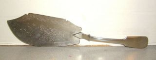 Antique American Coin Silver Fish Knife Server W/ Engraved Florals