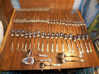 Vintage Normandy Rose 83 Pc.  Stainless Steel Flatware Set