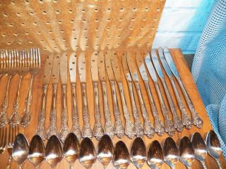 Vintage NORMANDY ROSE 83 Pc.  Stainless Steel Flatware Set 2