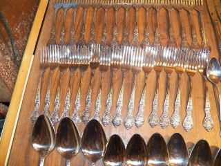 Vintage NORMANDY ROSE 83 Pc.  Stainless Steel Flatware Set 5