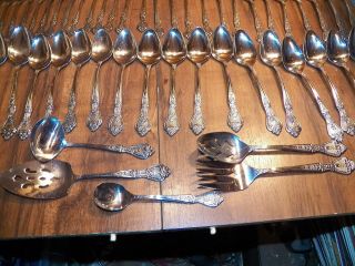 Vintage NORMANDY ROSE 83 Pc.  Stainless Steel Flatware Set 8