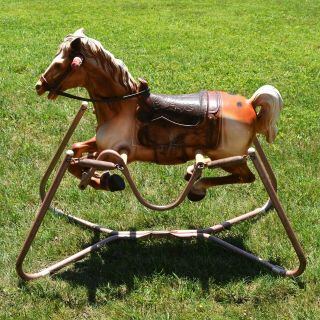 1960s Vintage Wonder Horse Rocking Spring Bouncy Toy Cowboy Prop Pony Complete