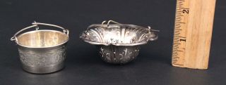 2 Antique 19thc French Hallmarked Silver Tea Strainers,