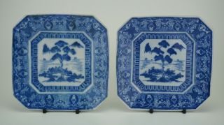 Fine Pair Antique Japanese Blue And White Porcelain Plate Labelled Seto C1870
