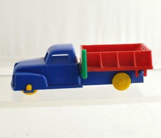 Vintage Ideal Toy Co Dump Truck Plastic Red Blue Green Yellow Dumps