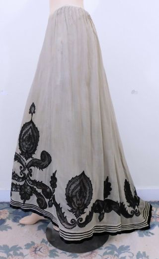 Stunning Antique Vintage Edwardian Arts & Crafts Era Lace Inset Ornate Skirt