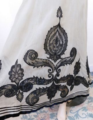 Stunning Antique Vintage Edwardian Arts & Crafts Era Lace Inset Ornate Skirt 3