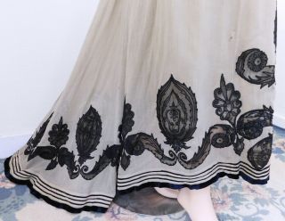 Stunning Antique Vintage Edwardian Arts & Crafts Era Lace Inset Ornate Skirt 6