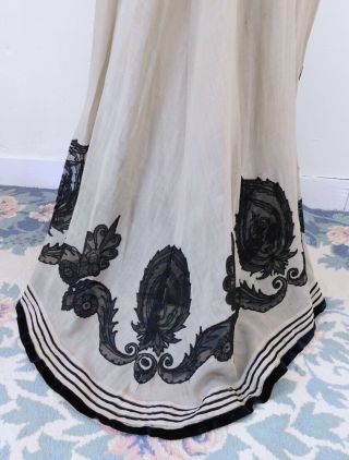 Stunning Antique Vintage Edwardian Arts & Crafts Era Lace Inset Ornate Skirt 8