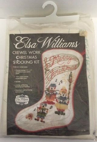 Elsa Williams Christmas Stocking Kit Crewel Carolers 00188 Vintage C8