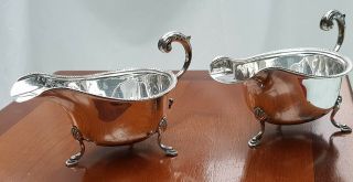 Quality Pair Vintage Solid Silver Sauce Boats By Blanckensee & Son 1940
