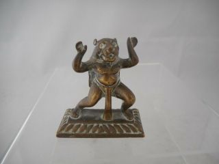 Antique 19th/ 20th Century Asian Indian Bronze Brass Small Lion Figure Deity