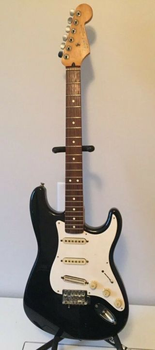 Vintage 1990 Fender Mexican Stratocaster Strat MIM Black Seymour Duncan Rail 2
