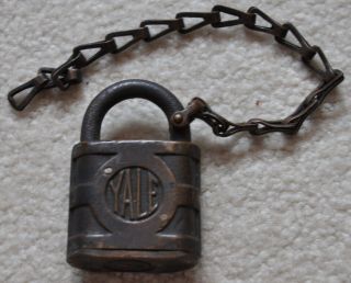 Vintage Yale/swift Co Brass Padlock With Chain But No Key