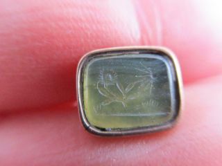 Intaglio Chalcedony Seal 9k Gold Cased Fob Pendant Antique Victorian.  Tbj03917