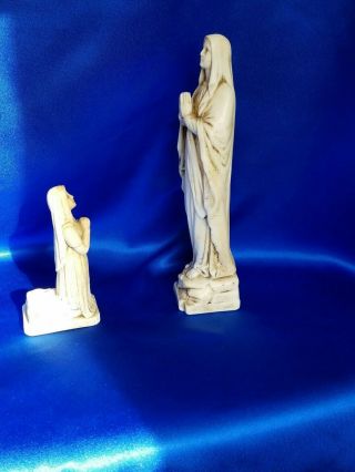 Vintage Statues Of Our Lady Of Lourdes & St.  Bernadette Made In France Signed