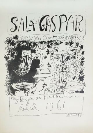 Pablo Picasso " Sala Gaspar " Vintage Exhibition Lithograph On Paper