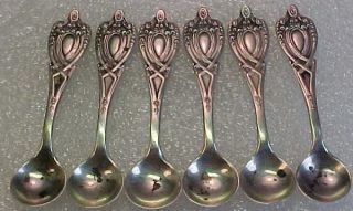 Set Of 6 Sterling Silver Salt Spoons 2 1/4 " Rogers,  Lunt & Bowlen Monticello