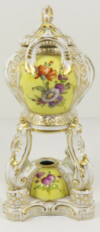 Antique German Porcelain KPM Incense Burner Watteau Scenes 4