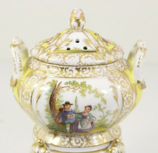Antique German Porcelain KPM Incense Burner Watteau Scenes 5