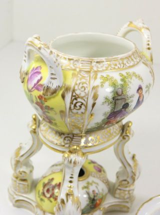 Antique German Porcelain KPM Incense Burner Watteau Scenes 8