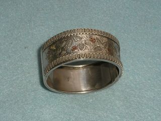Victorian Wide Silver And Rose Gold Hinged Cuff Bangle Bracelet Birmingham 1883