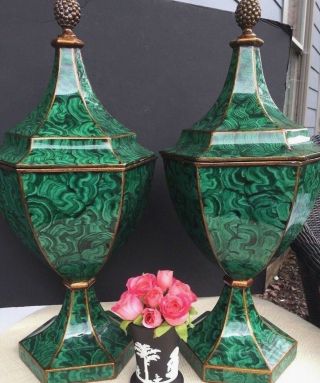 Vintage Maitland Smith Covered Urns Statues