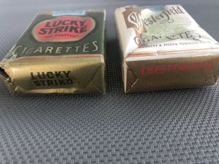 Vintage World War 2 WW2 Era Cigarette Packs Chesterfield & Lucky Strike 3