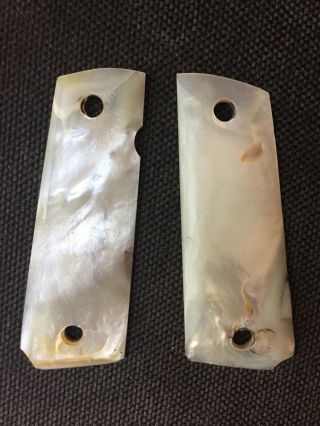 Early Vintage Mother Of Pearl 1911 Pistol Grips