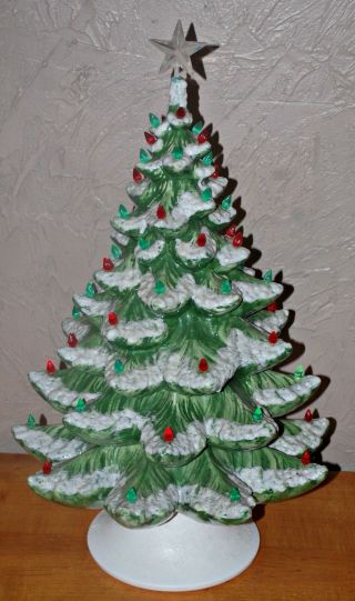 Vintage Atlantic Mold 27 " Ceramic Musical 12 Days Christmas Flocked Tree Lights