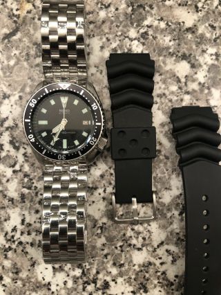 Vintage Men’s Watch SEIKO 7002 7000 SS DATE DIVER MOD BLACK Dial 2