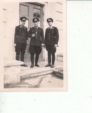 2.  5 " X 3.  25 " Group Of 3 German Soldiers B&w Ww2 Photograph Rare