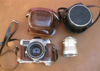 Vintage Kodak Retina Reflex Iii 35mm Camera & Extra Lens - Leather Cover