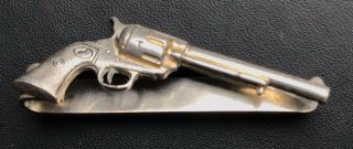 Vintage Western Action Colt 45 Gun Solid Sterling Silver Money Clip Tie Clip