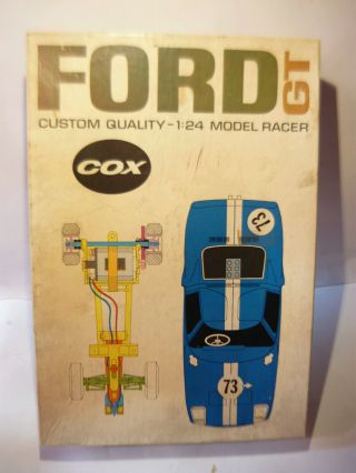 Cox Vintage 1/24 1/25 Good Ford Gt 40 Slot Car Run Chassis Box Revell Kb Amt