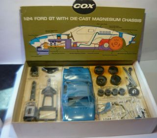 COX VINTAGE 1/24 1/25 GOOD FORD GT 40 SLOT CAR RUN CHASSIS BOX REVELL KB AMT 2